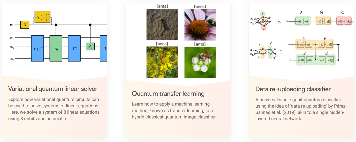 Some featured examples of quantum machine learning from the PennyLane website.